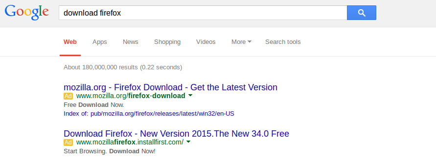 Firefox Download first result on Google search